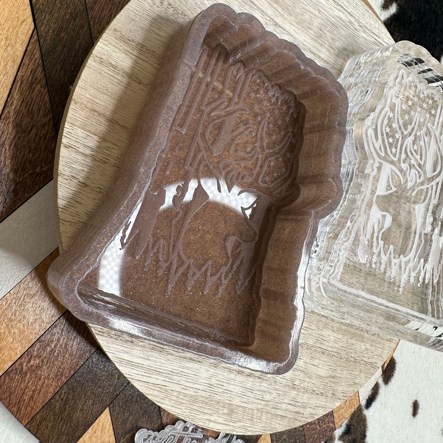 Deer with American Flag Background Silicone Mold