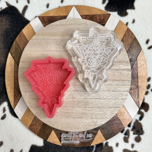 Roses with Geometric Background Silicone Mold