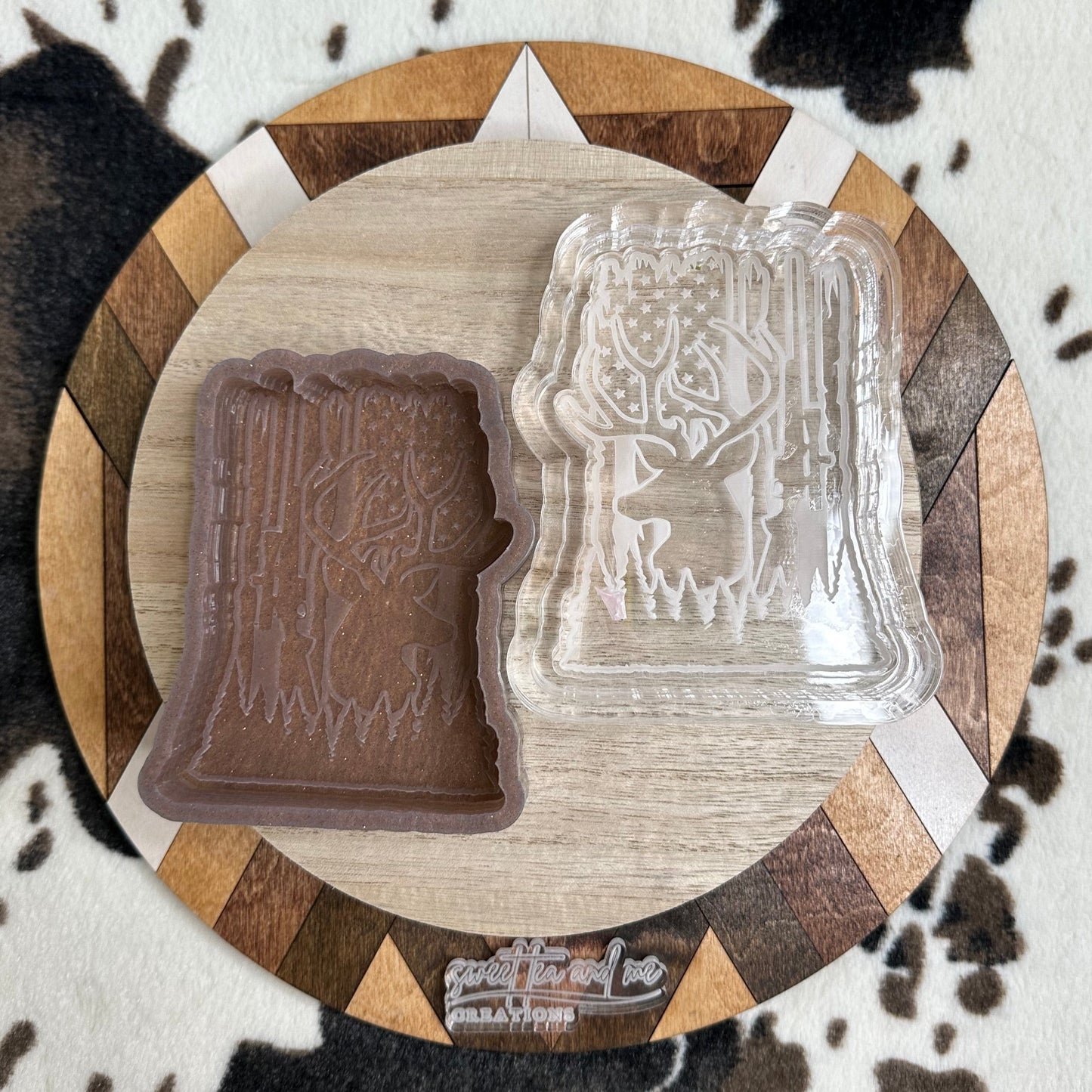 Deer with American Flag Background Silicone Mold