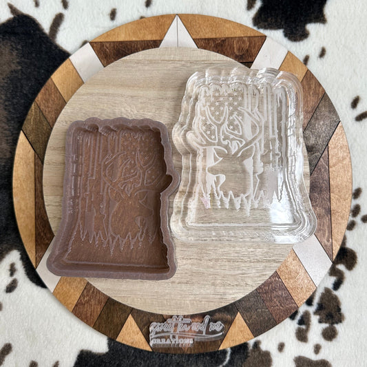 Deer with American Flag Background Silicone Mold