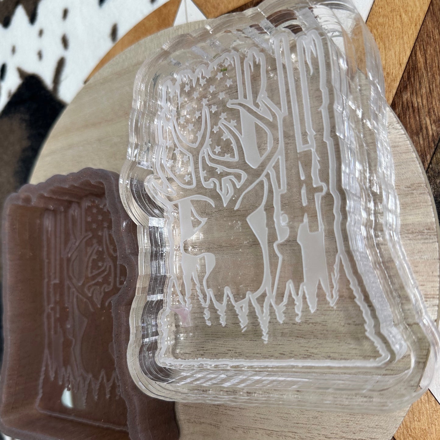 Deer with American Flag Background Silicone Mold