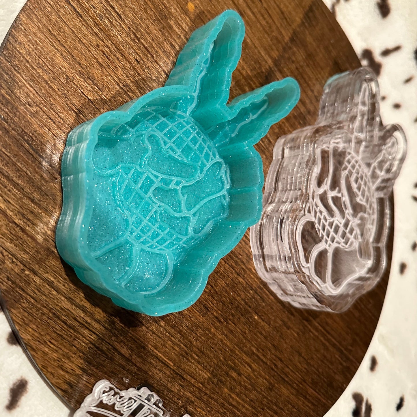 Peace Sign Skellie Hand w/ Disco Ball Silicone Mold - Casandra