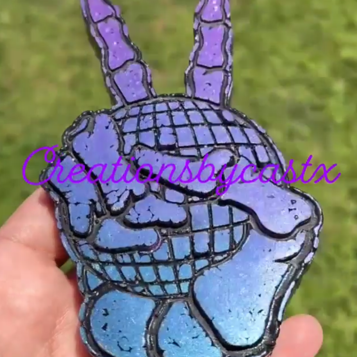 Peace Sign Skellie Hand w/ Disco Ball Silicone Mold - Casandra