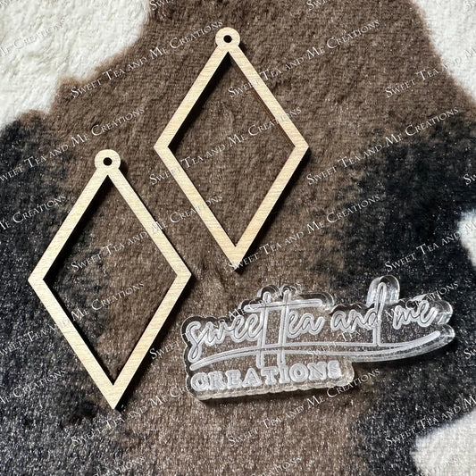 Diamond Shape Wood Bezel Earring Blank