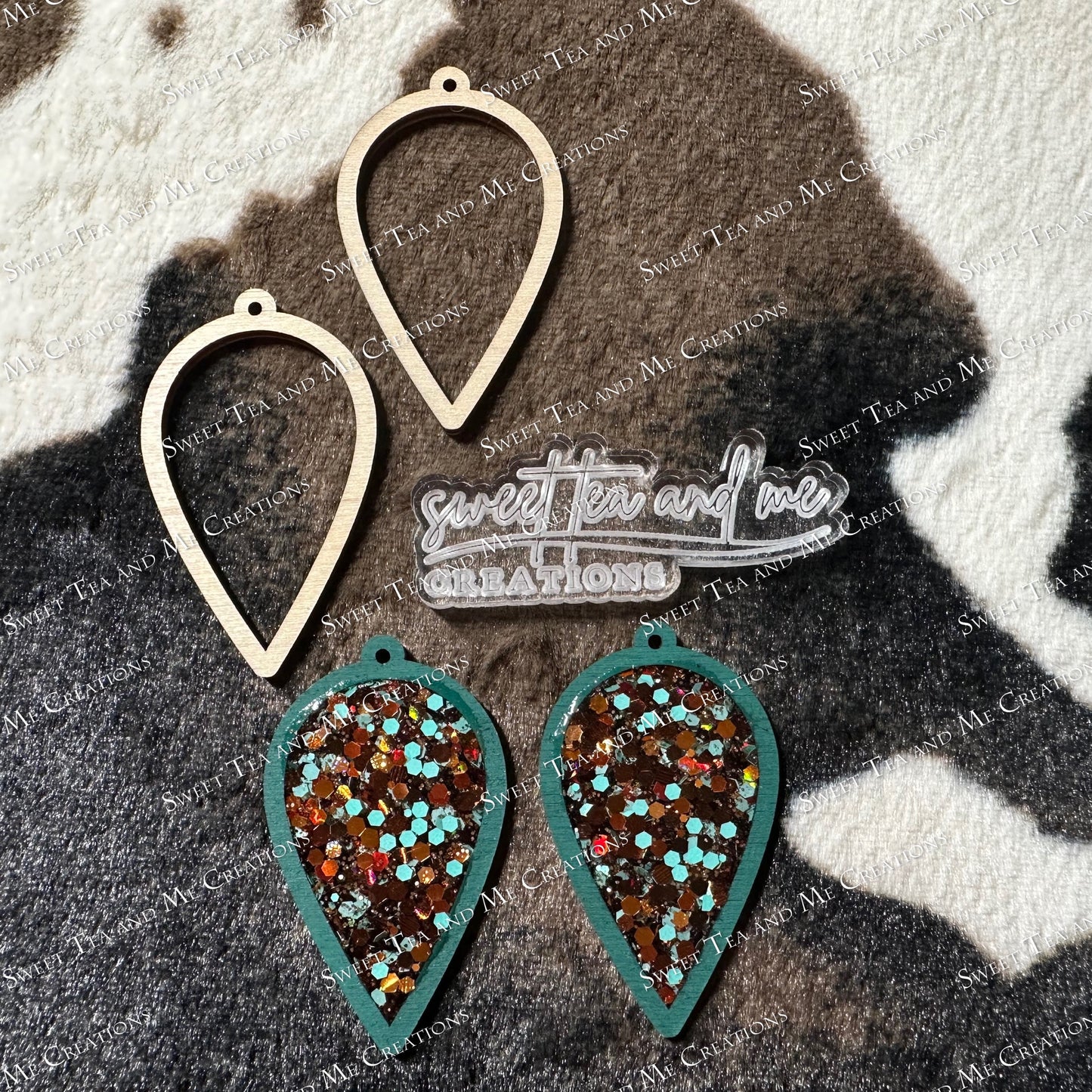 Inverted Drop Wood Bezel Earring Blank